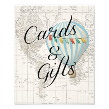 Cards And Gifts Sign Baby Shower Hot Air Balloon by SugSpc_Invitations at Zazzle