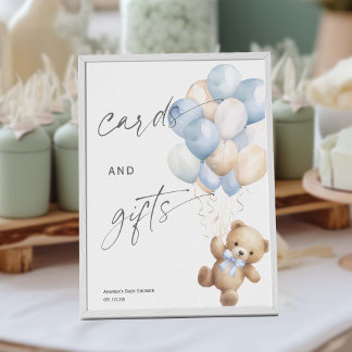 Cards and gifts sign, blue Bearly wait Themed sign
