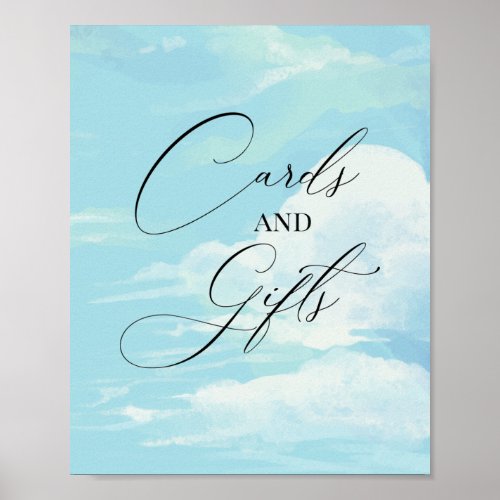 Cards and Gifts Sign Blue Sky Cloud Baby Shower - Cards and Gifts Sign Blue Sky Cloud Baby Shower