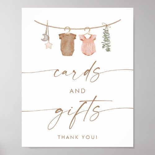 Cards and Gifts Sign  Boho Gender Reveal