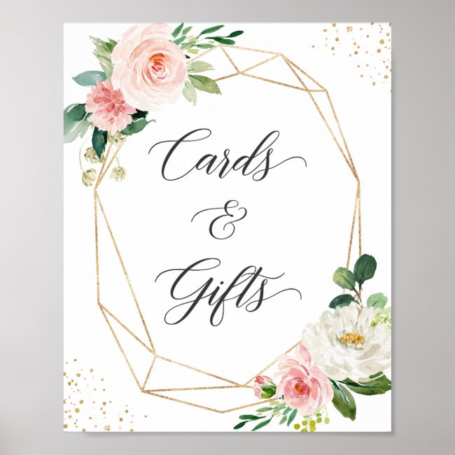 Cards and Gifts Sign Elegant Blushing Chic Floral