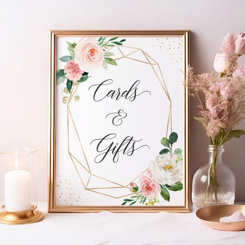 Cards and Gifts Sign Elegant Blushing Chic Floral