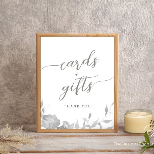 Cards and Gifts Sign Minimalist Boho Floral Dcor