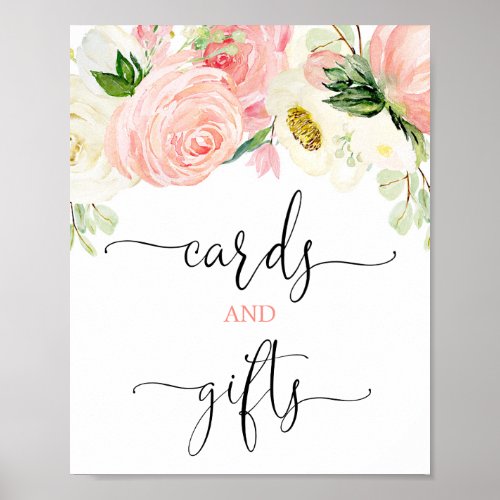 Cards and gifts sign pink gold elegant floral