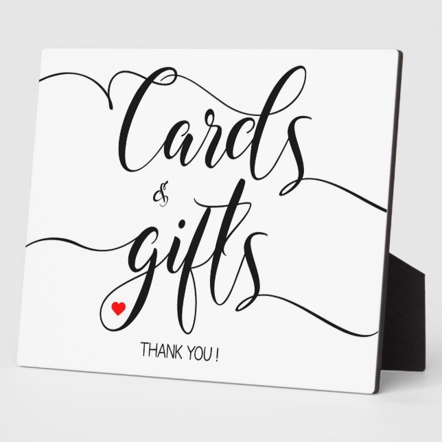 Cards and Gifts sign Tabletop Plaque with Easel (Side)