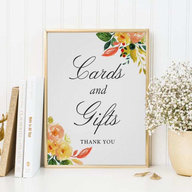 Cards and Gifts Sign | Watercolor Peach Floral (Creator Uploaded)