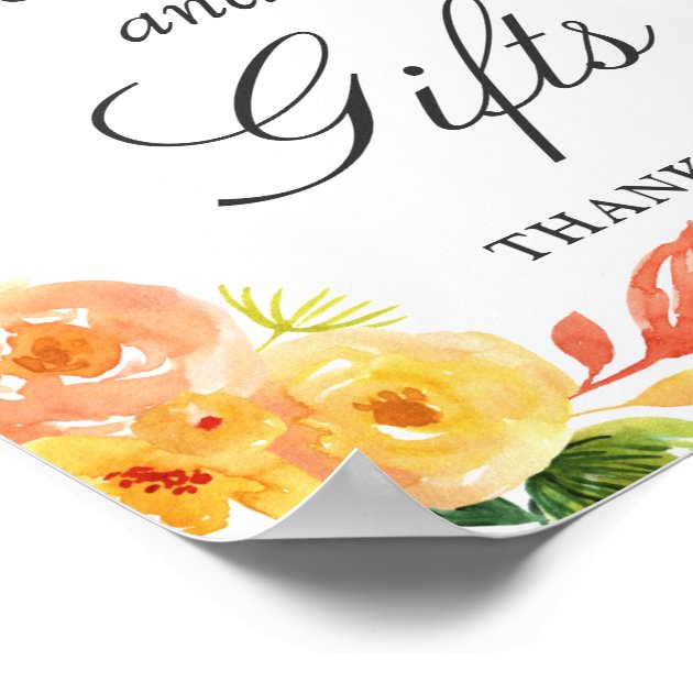 Cards And Gifts Sign | Watercolor Peach Floral