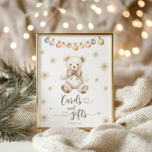 Cards and gifts sign Winter Teddy Bear Baby Shower