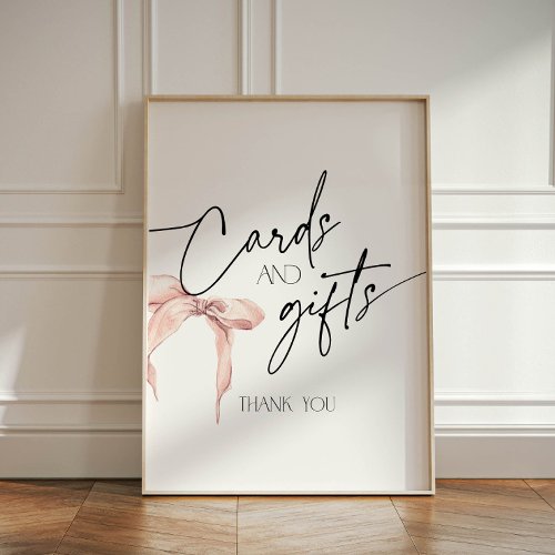 Cards and Gifts sign with blush pink bow