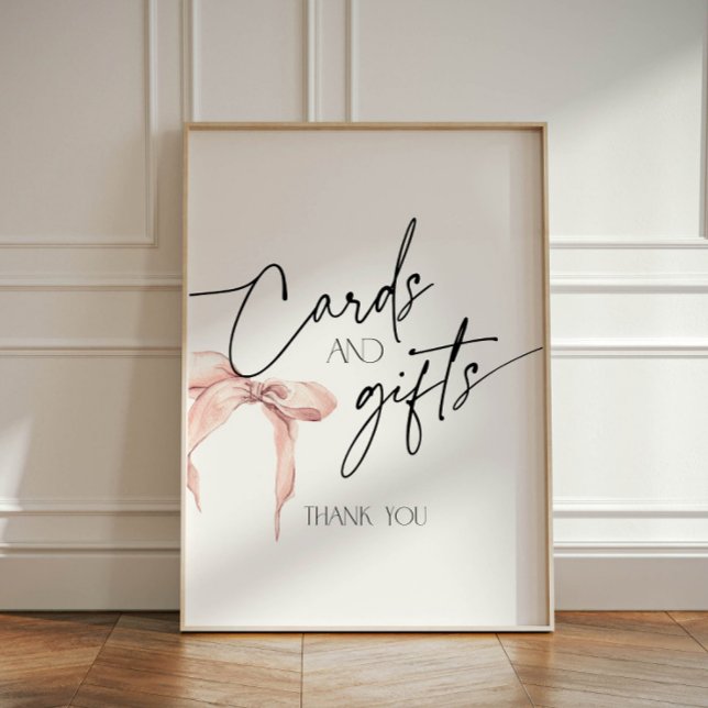 Cards and Gifts sign with blush pink bow (Creator Uploaded)