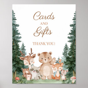 Cards And Gifts Sign Woodland Animals Baby Shower