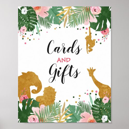 Cards and Gifts Sign Zoo Jungle Gift Table decor