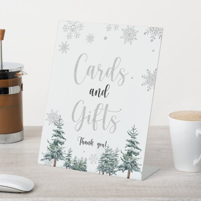 Cards and Gifts silver glitter winter sign (In SItu)