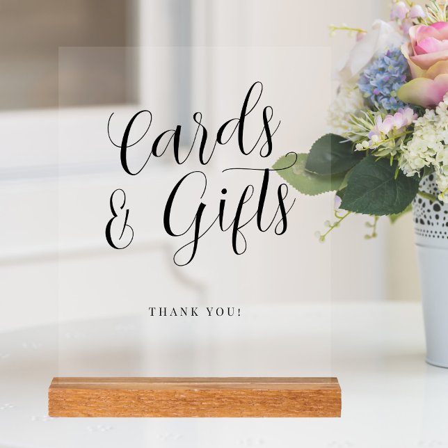 Cards and gifts simple modern script wedding acrylic sign (Creator Uploaded)