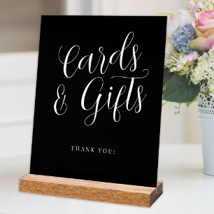 Cards and gifts simple modern script wedding black acrylic sign