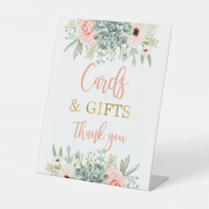 Cards and gifts succulents pedestal sign