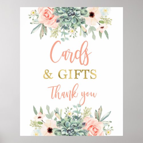 Cards and gifts succulents sign