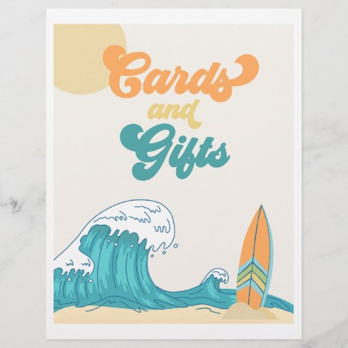 Cards and Gifts Surf Party Sign  Surf Sign