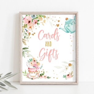 Cards and Gifts Tea Party Baby Brewing Baby Shower Poster