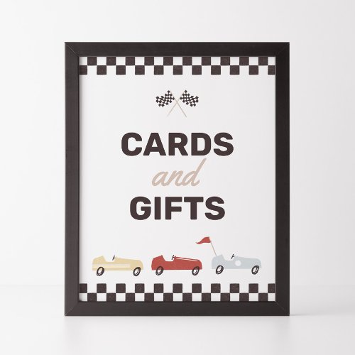 Cards and Gifts Two Fast Race Car Birthday Party Poster