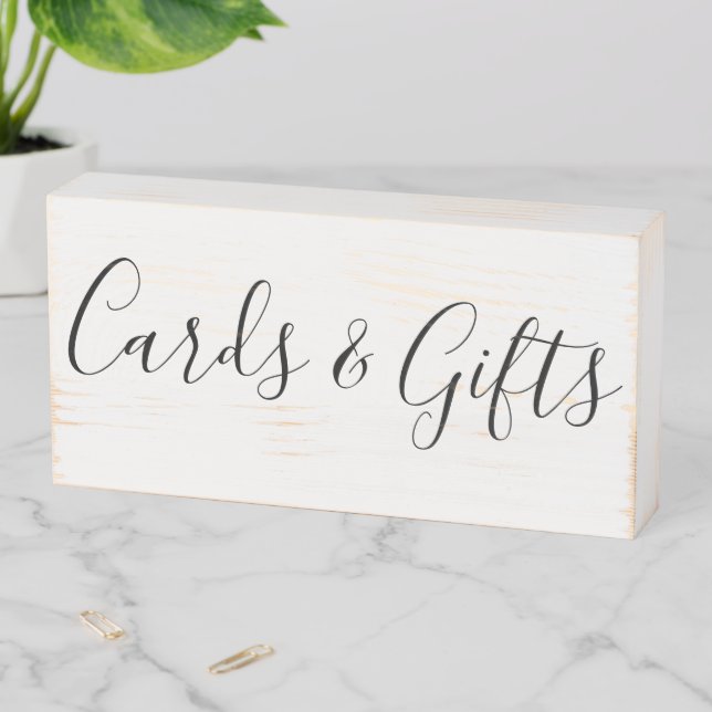 Cards and Gifts Wedding Reception Table Whitewash Wooden Box Sign (In Situ Horizontal)