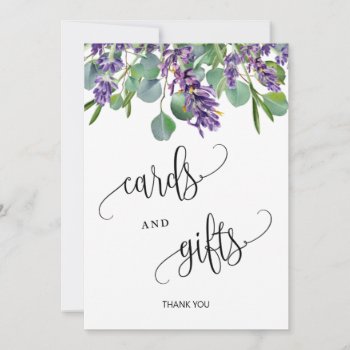 Cards And Gifts Wedding Sign Eucalyptus Lavender by IrinaFraser at Zazzle