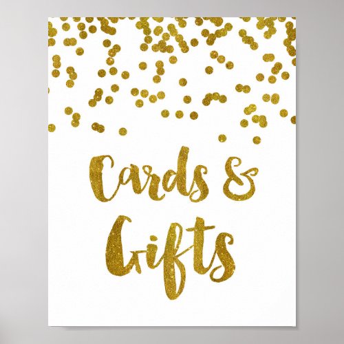 Cards and Gifts Wedding Sign Gold Confetti