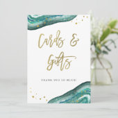 Cards and Gifts Wedding Sign | Teal Geode and Gold (Standing Front)