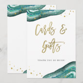 Cards and Gifts Wedding Sign | Teal Geode and Gold (Front/Back)