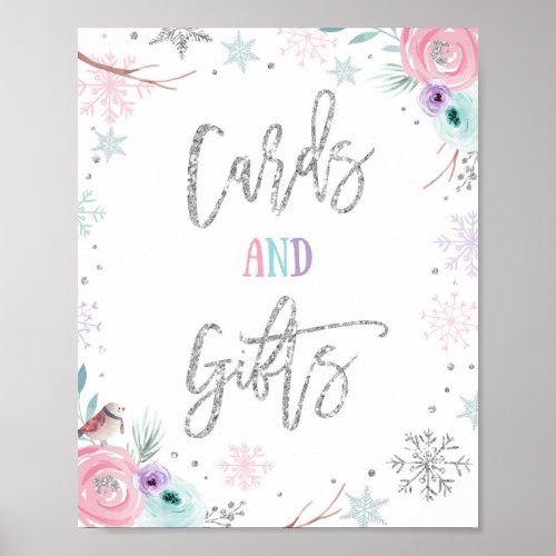 Cards and Gifts Winter Onederland Girl Birthday Poster