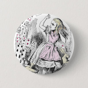 Cards attacking Alice Pinback Button