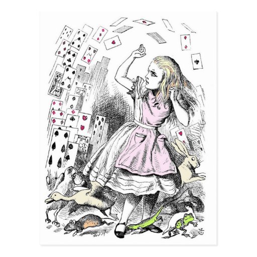 Cards attacking Alice Postcard | Zazzle