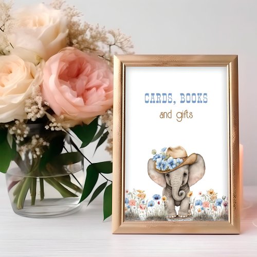 Cards Books and Gifts Boho Elephant Baby Shower Poster