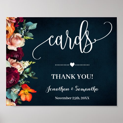 Cards Bridal Shower Wedding Navy Wine Sign