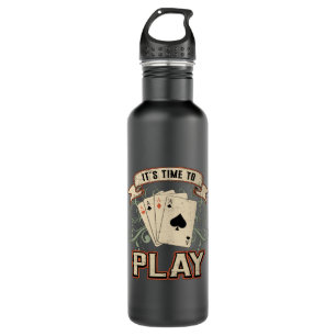 Cards Card Playing Day Poker Ace Casino Game Gift Stainless Steel Water Bottle