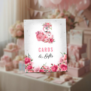 Cards Gifts Baby Shower Silver Flamingo Ballerina Poster