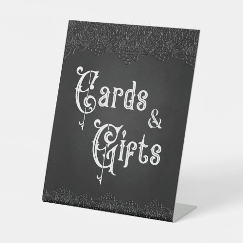 Cards  Gifts Black Lace Gothic Wedding Pedestal Sign