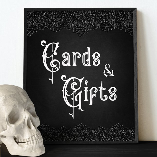 Cards & Gifts Black Lace Gothic Wedding Table Sign (Creator Uploaded)