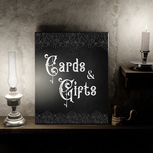 Cards  Gifts Black Lace Gothic Wedding Table Sign Plaque