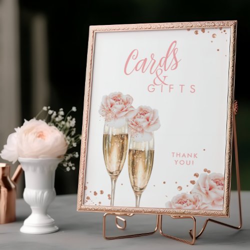 Cards Gifts Blush Floral Bridal Shower Table Sign