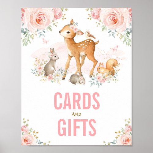 Cards  Gifts  Blush Floral Woodland Animals Poster