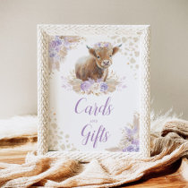 Cards & Gifts Boho Highland Cow Purple Birthday Poster
