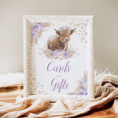 Cards  Gifts Boho Highland Cow Purple Birthday Poster