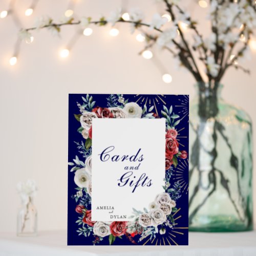 Cards _Gifts Burgundy Red Ivory Floral Navy Blue Foam Board