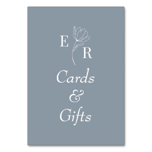 Cards  Gifts Dusty Blue Floral Monogram Sign