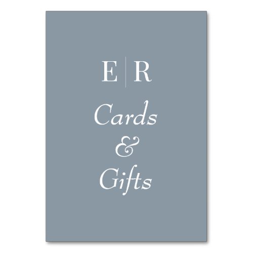 Cards  Gifts Dusty Blue Monogram Table Sign
