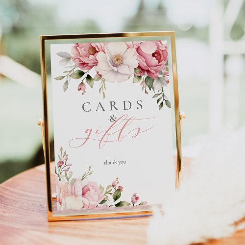 Cards Gifts Elegant Pink Floral Baby Shower Sign