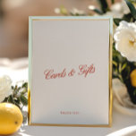 Cards & Gifts Elegant Red & Ivory Wedding Sign<br><div class="desc">It gracefully directs your guests to the cards and gifts area, inviting them to share in the joy of your special day. Personalize this elegant sign, click «Details». To move the text or change the size, font, or color, click «Edit using Design Tool». As part of the AVERY wedding collection,...</div>