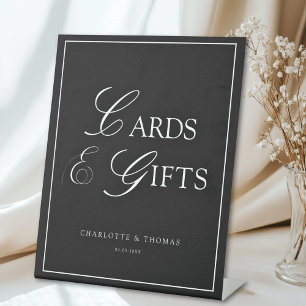 CARDS & GIFTS Elegant Royal Black White Wedding Pedestal Sign