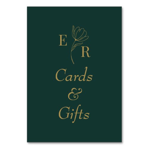 Cards  Gifts Emerald Green Floral Monogram Sign